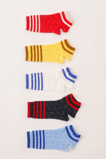 SS10 LACEY STRIPE ANKLE SOCKS