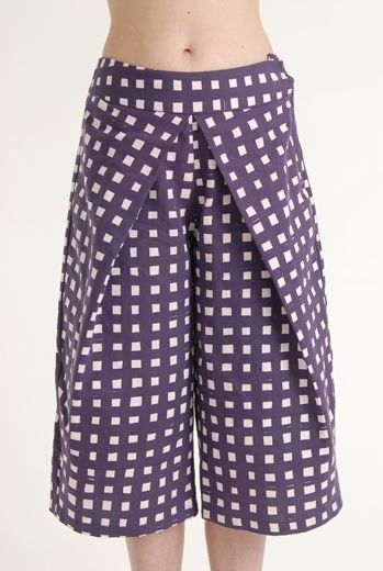 SS12 LAZY GRID PLEAT TROUSER - PURPLE