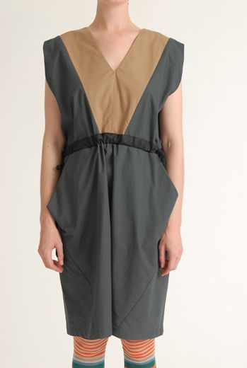 SS12 COTTON SATEEN WARDEN'S DRESS - GREY