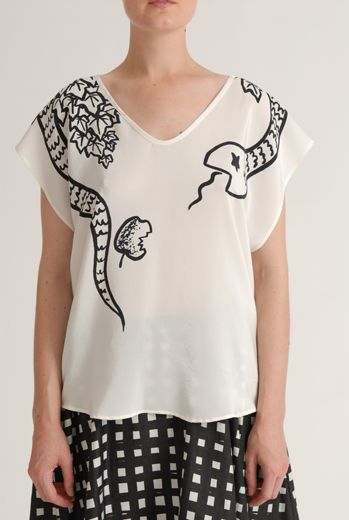 SS12 SNAKE PLACEMENT 3 SEAM TOP - WHITE