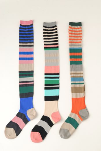 SS12 MULTI STRIPE OVER KNEE SOCKS - VARIOUS