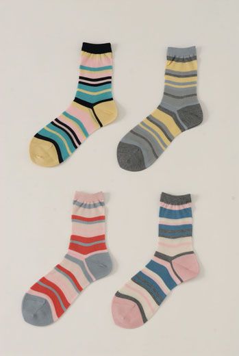 SS13 MULTI STRIPE ANKLE SOCKS