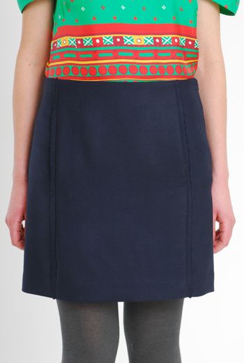 AW10/11 WOOL TWILL PARALLEL SKIRT - NAVY