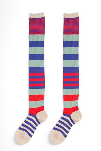 DOUBLE NEGATIVE STRIPE LONG SOCKS RED - Eley Kishimoto Online Shop :  knee winter autumn long