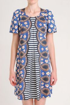 SS10 POPCORN ON THE BEACH DRESS - BLUE