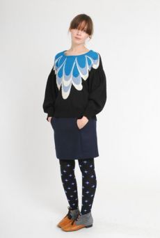 AW10/11 WOOL TWILL PARALLEL SKIRT - NAVY - Other Image