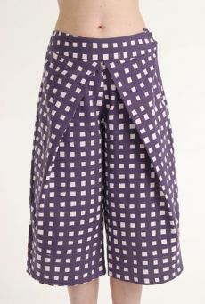 SS12 LAZY GRID PLEAT TROUSER - PURPLE