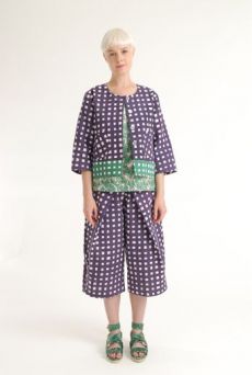 SS12 LAZY GRID PLEAT TROUSER - PURPLE - Other Image