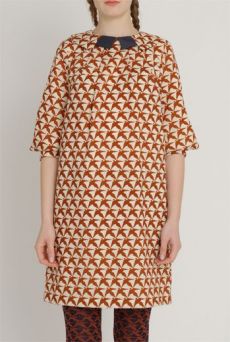 AW1213 THOUSAND PHEASANTS WING COLLAR DRESS - DAMSON