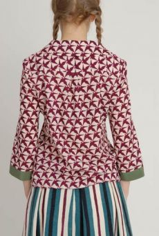 AW1213 THOUSAND PHEASANTS BOW FRONT BLOUSE - DAMSON - Other Image