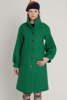AW1213 WOOL MELTON FROG MOUTH COAT - GRREN