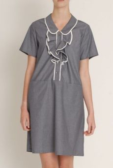 SS13 SALT&PEPPER RUFFLE FRONT DRESS