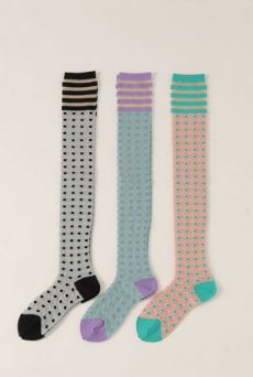 SS13 DOT CROSS KNEE SOCKS